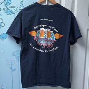 Bon Beer Voyage Brewnique Vacations Blue Cotton T-Shirt Craft Enthusiasts Size L